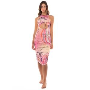 Agua Bendita Women's Cut-Out Stormi Dress Sleeveless Multicolor Size M NWT